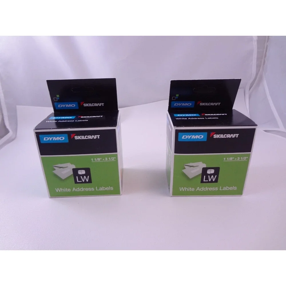 DYMO White Address Labels 2 Rolls of 350 #30252 NEW 1 1/8